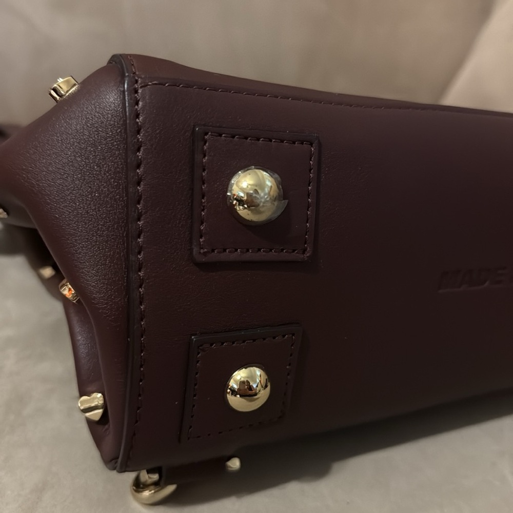 MULBERRY Calfskin Studded Medium Cara Delevingne Convertible Satchel in Oxblood - Picture 10 of 17